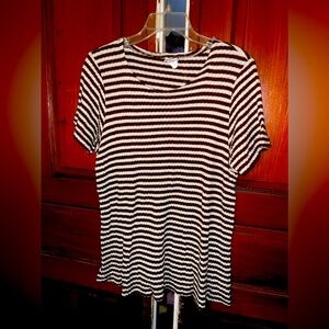 Take Nine Maternity Brand Brown and White Striped Top. Size Medium Maternity